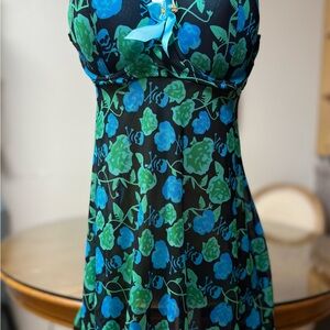 Y2K Skull Floral Blue and Green Women's Sleepwear Rare Babydoll Dress